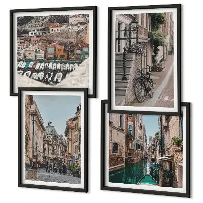 The charming streets of port cities wall art set of 4 pieces
