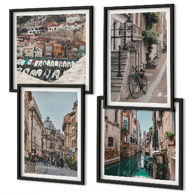 Set of 4 wall art pieces The charming streets of port cities