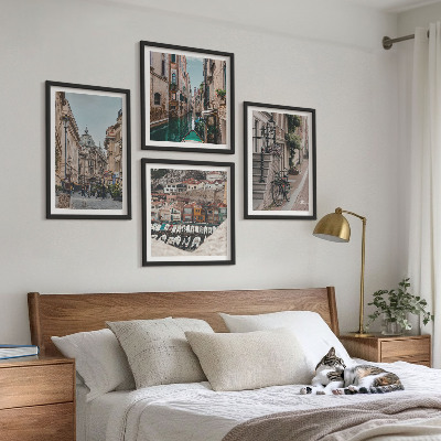 Set of 4 wall art pieces The charming streets of port cities