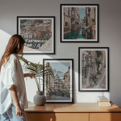 Set of 4 wall art pieces The charming streets of port cities