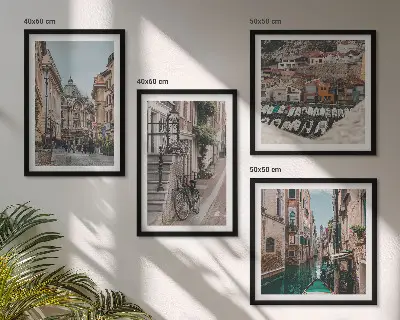 The charming streets of port cities wall art set of 4 pieces