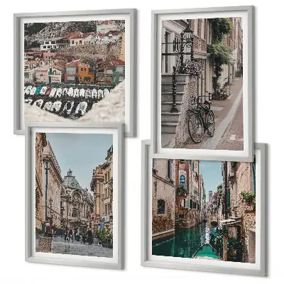 The charming streets of port cities wall art set of 4 pieces