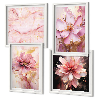 Wall art set Floral compositions of white roses