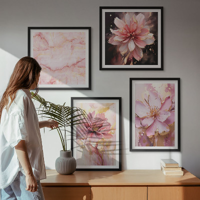 Wall art set Floral compositions of white roses