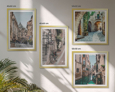 Set of 4 wall art pieces Venetian streets water architecture