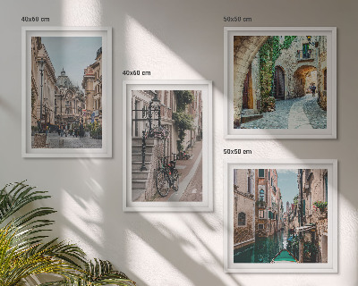 Set of 4 wall art pieces Venetian streets water architecture