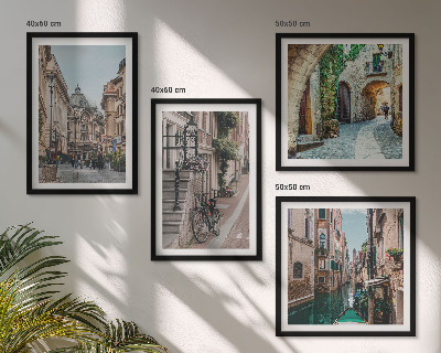 Set of 4 wall art pieces Venetian streets water architecture