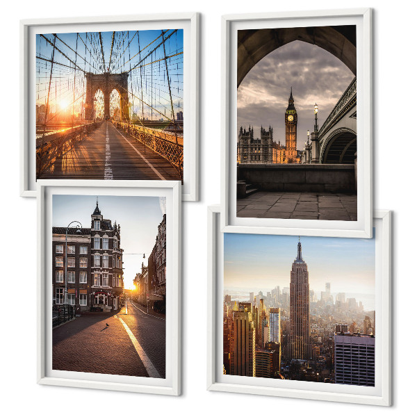 Multi-piece wall decor set London view painting set