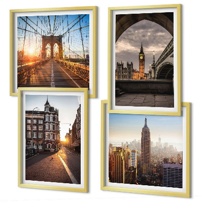 Multi-piece wall decor set London view painting set