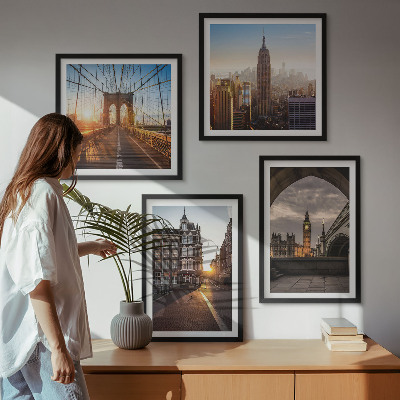 Multi-piece wall decor set London view painting set