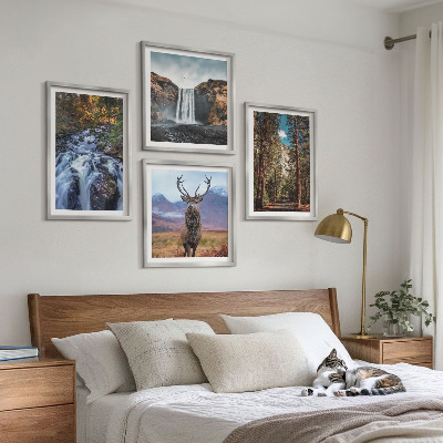 Wall art set Waterfall forest mountains deer nature