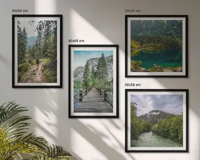Multi-piece wall decor set featuring mountains, lakes, forests, and paths