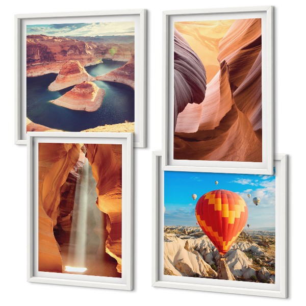 Wall art set Waterfall in the canyon gorge