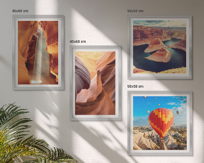 Wall art set Waterfall in the canyon gorge