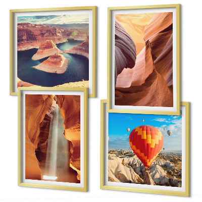 Wall art set Waterfall in the canyon gorge