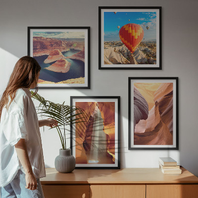 Wall art set Waterfall in the canyon gorge