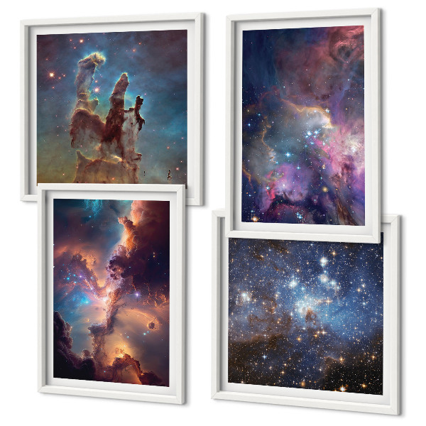 Set of 4 wall art pieces Cosmic starscapes