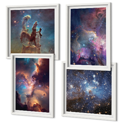 Set of 4 wall art pieces Cosmic starscapes