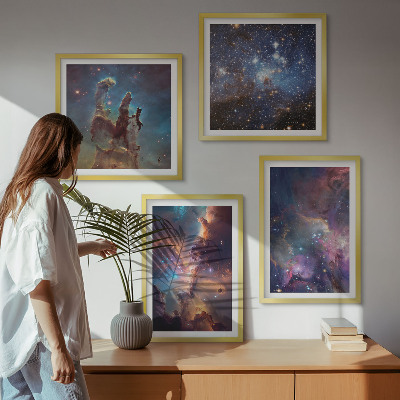 Set of 4 wall art pieces Cosmic starscapes