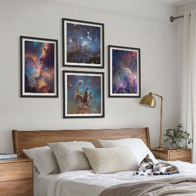 Set of 4 wall art pieces Cosmic starscapes