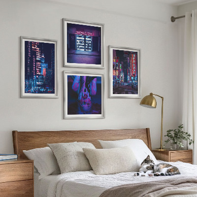 Multi-piece wall decor set Night city with neon lights