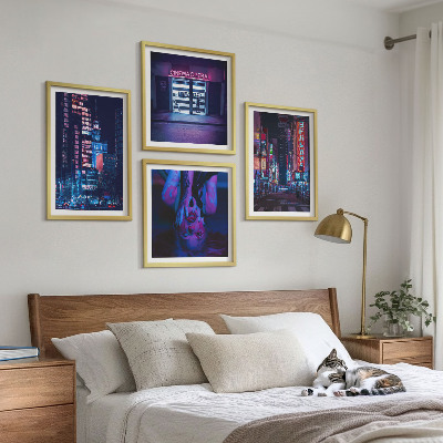 Multi-piece wall decor set Night city with neon lights