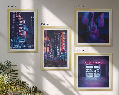 Multi-piece wall decor set Night city with neon lights
