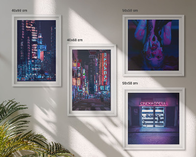 Multi-piece wall decor set Night city with neon lights