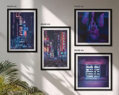 Multi-piece wall decor set Night city with neon lights