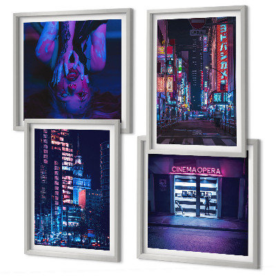 Multi-piece wall decor set Night city with neon lights