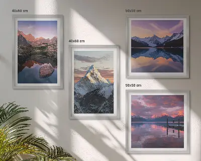 Wall art set featuring mountain landscapes