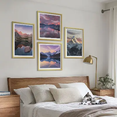 Wall art set featuring mountain landscapes
