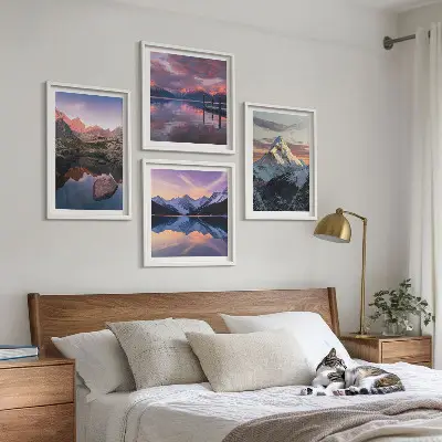Wall art set featuring mountain landscapes