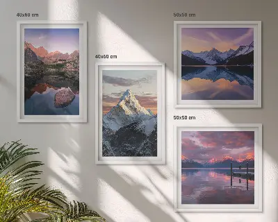 Wall art set featuring mountain landscapes