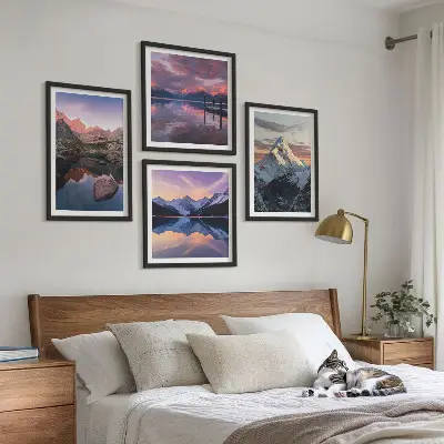 Wall art set featuring mountain landscapes