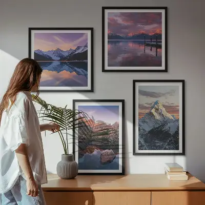Wall art set featuring mountain landscapes