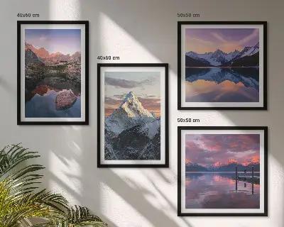 Wall art set featuring mountain landscapes