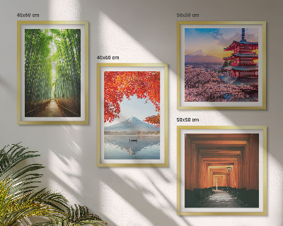 Multi-piece wall decor set Fuji torii bamboo forest Japan