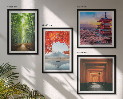 Multi-piece wall decor set Fuji torii bamboo forest Japan