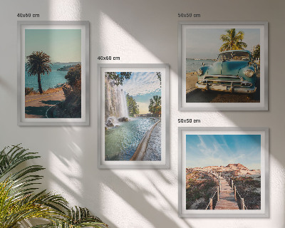 Wall art set Holiday palm trees waterfall