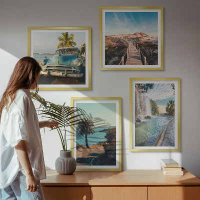 Wall art set Holiday palm trees waterfall
