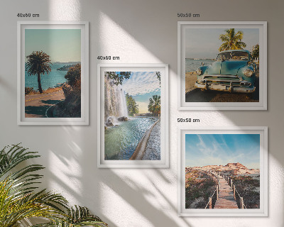Wall art set Holiday palm trees waterfall