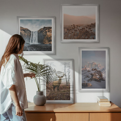 Set of 4 wall art pieces Wild landscapes mountains deer
