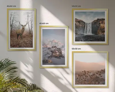 Set of 4 wall art pieces wild landscapes featuring mountains and deer
