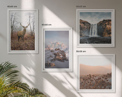 Set of 4 wall art pieces Wild landscapes mountains deer