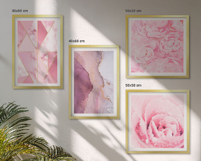 Wall art set Pink Geometric Peonies