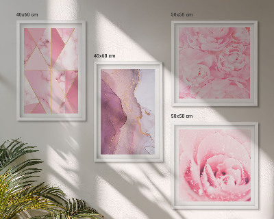 Wall art set Pink Geometric Peonies