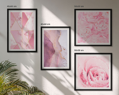 Wall art set Pink Geometric Peonies