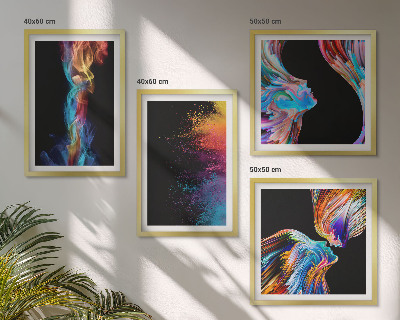 Set of 4 wall art pieces Colorful abstractions faces shapes