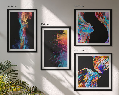 Set of 4 wall art pieces Colorful abstractions faces shapes